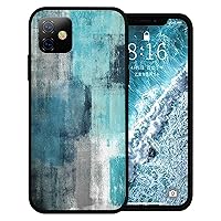 Compatible with iPhone 14 Pro Case 6.1 inch, Turquoise Grey Graffiti Teal Blue Abstract Art Oil Print Painting Phone Case Ultra Slim Silicone Cover Anti-Scratch Shockproof Protective Rubber Case