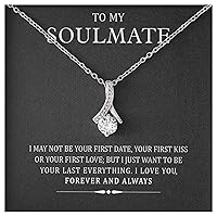 Soulmate Necklace for Wife, Girlfriend | To My Soulmate Necklace for Women | Luxurious Gift Box | Ideal for Valentine's Day, Christmas, Birthdays | Elegant 14k White Gold over Stainless Steel