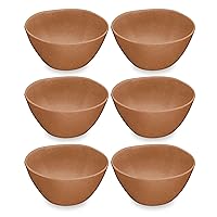 TarHong Matte Terra Cotta Cereal Bowl, 6”, 13.5-Ounce, Planta (Majority Plant Based Melamine Material), Shatterproof, Indoor/Outdoor, Set of 6