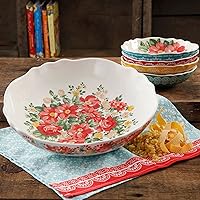 Vintage Floral 5-Piece Pasta Bowl Set Serving Bowls Microwave Dishwasher Safe Bowls Set
