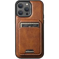 GUYFAM- Case for iPhone 15 Pro Max/15 Plus/15 Pro/15, PU Leather Wallet Phone Cover Card Slot Supports Wireless Charging (Brown1)