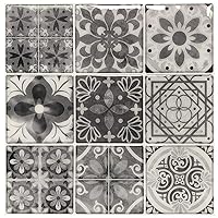 Peel and Stick Backsplash Tile Stickers, Gray Talavera Mexican Tiles (10 Sheets)