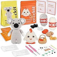 CROCKIT Crochet Kit for Beginners, Crochet Kit for Adults Kids, Crochet Stuffed Animal Kit, DIY Knitting Kit, Amigurumi Crochet Starter Kit with Step-by-Step Video Tutorials Koala & Chick Set