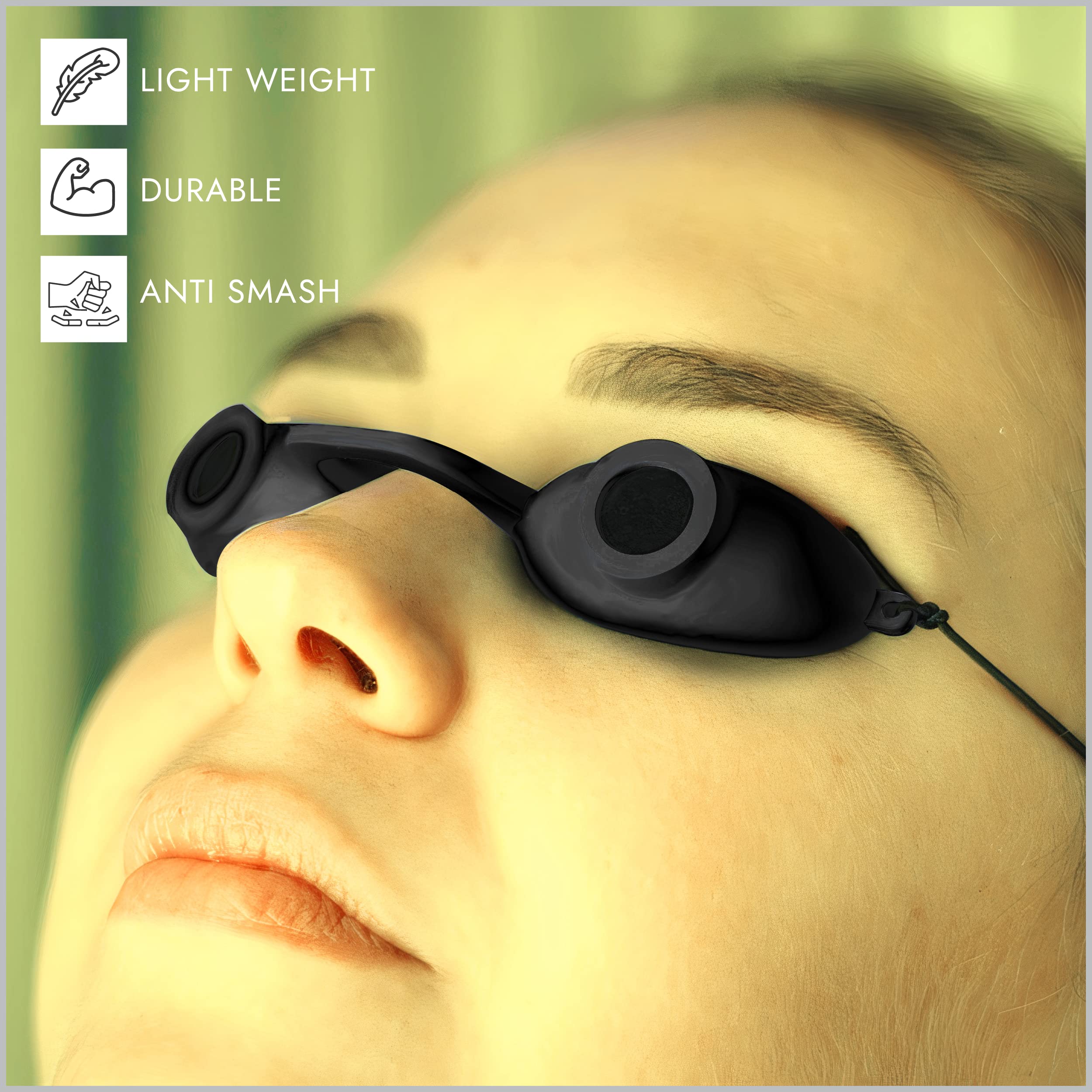 Super Sunnies Evo Flexible Tanning Bed Goggles UV Eye Protection Black Glasses, FDA Compliant