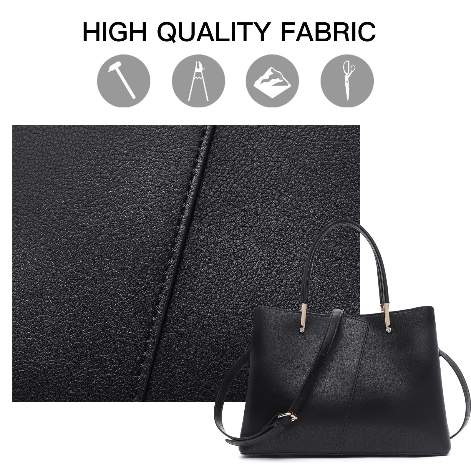 HENG REN Women's Leather Handbags Shoulder Bags,Medium Classical Style Purses Top Handle Satchel Bag for daily.