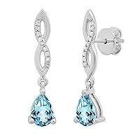Dazzlingrock Collection 6X4 MM Each Pear Gemstone & Round White Diamond Ladies Infinity Drop Earrings, Available in Various Gemstones in 10K/14K/18K Gold & 925 Sterling Silver