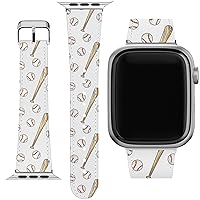 Wrist Band Compatible for Apple Watch Series 7/6/5/4/3/2/1/SE & Matching Phone Case Trend Print Art PU Leather Strap 38-40-41-42-44-45 mm Bracelet Pattern Cute Sporty Brave Baseball Boy Classy