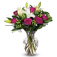 BENCHMARK BOUQUETS - Pink Elegance (Glass Vase Included), Next-Day Delivery, Gift Mother’s Day Fresh Flowers