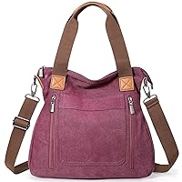 Hommtina Women Canvas Shoulder bag Tote-Handbag for Work Multi-pocket Satchel Handbag Hobo Casual Crossbody Book Bag