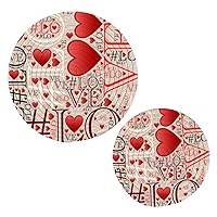 ALAZA Love Words and Red Hearts Collage PotHolders Trivets Set Cotton Hot Pot Holders Set Farmhouse Coasters,Hot Pads,Hot Mats for Kitchen Counter Decorative