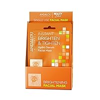 Andalou Naturals Instant Brighten and Tighten Hydro Serum Facial Mask, Single Face Mask, 0.6 Ounce (Pack of 6)