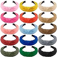 SIQUK 15 Pieces Knotted Headbands for Women Top Knot Headband Cross Knot Headbands Wide Cloth Knotted Fabric Headband Top Knotted Headbands