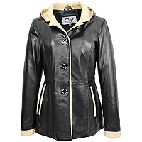 DR226 Women's Winter Warm Leather Jacket with Hood Black