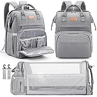 Diaper Bag Backpack, Large Capacity Multifunction Baby Bag for Boy Girl, Travel for Moms Dads, Baby Registry Search Shower Gifts Waterproof and Stylish Gray