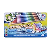 Supersticks Premium European Aqua Watercolor Pencils with Tin Carrying Case; Set of 36
