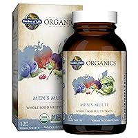 Organics Whole Food Multivitamin for Men, 120 Tablets, Vegan Mens Vitamins and Minerals for Mens Health and Well-Being, Certified Organic Vegan Mens Multi