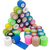 36 Roll Elastic Self Adhesive Bandage Wrap, Breathable Flexible Fabric Non Woven Cohesive Bandage, Ankle Sprains Swelling Medical First Aid Tape, Sports Athletic Tape, Dogs Pet Vet Wrap（2” x 5 Yards)