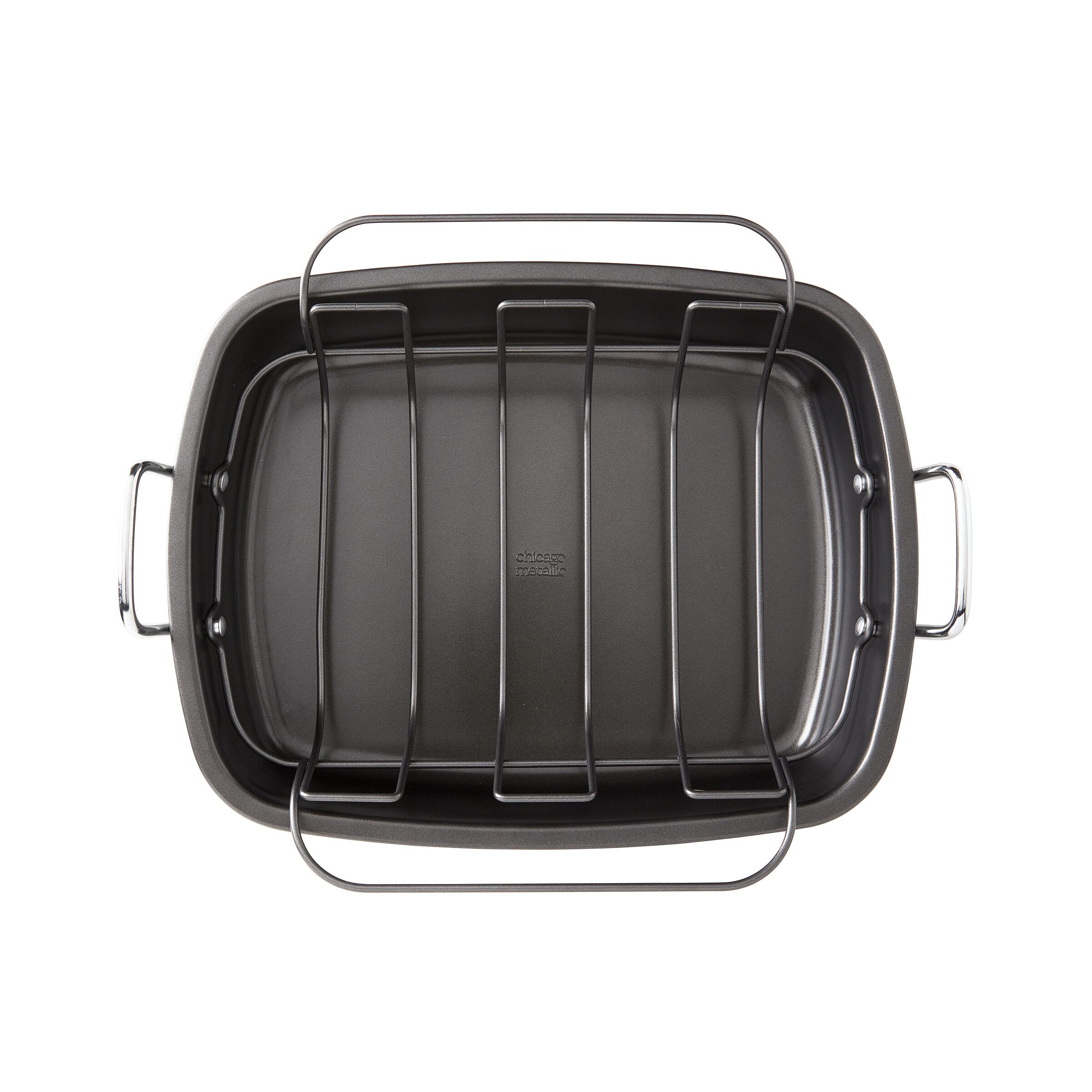 Chicago Metallic Nonstick Roaster with Floating Rack, 18-Inch-by-13-Inch, Black