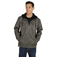 Young Guys P-Leather Jacket with Permanent Jersey Hood and Double Front Zippers