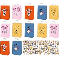 ARMERI 62 Pcs Winnie Bear Birthday Decorations, Cartoon Pooh Party Favors, 4 Styles Party Gift Bags for Party Decorations, Candy Bags Candy Gift Bags, Boys Girls Kids Birthday Party Supplies Gifts