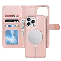 Ｈａｖａｙａ for iPhone 15 Pro Wallet Case Magsafe Compatible iPhone 15 Pro case with Card Holder iPhone 15 Pro Phone case Wallet Detachable Magnetic flip Folio Leather Cover for Women-Rose Gold