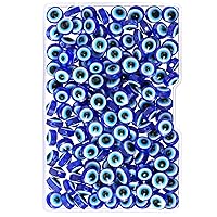 Hicarer 150 Pieces Evil Eye Beads Evil Eye Handmade Resin Beads Charms Round Evil Eye Spacer Beads Turkish Handmade Beads for DIY Jewelry Bracelet Earring Necklace Craft Making
