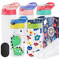 5 Pack Kids Sublimation Tumbler Water Bottle Blanks Insulated Tumbler Stainless Steel Children Sublimation Cups for DIY Craft Heat Press Print