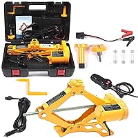 Electric Car Floor Jack 3 Ton All-in-one Automatic 12V Scissor Lift Jack Set for Sedans SUV w/Double Saddles Remote Tire Change Repair Emergency Tool Kits Vehicle Floor Jack Wheel Change(3T)