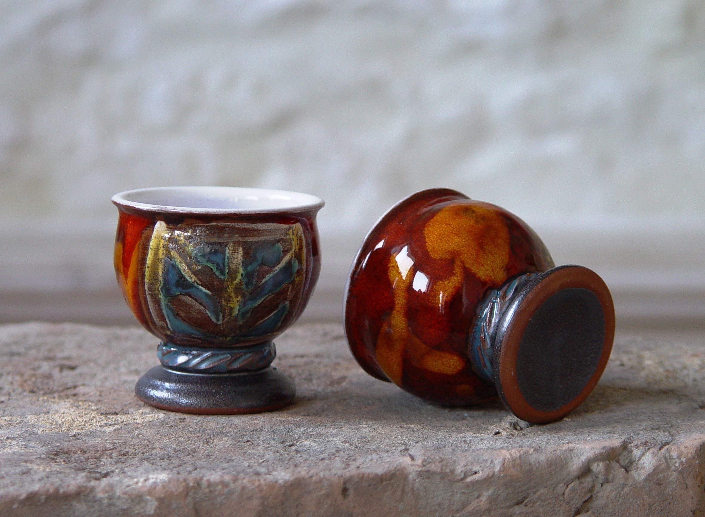 Pottery Tumbler, Small Pottery Glass for Mulled wine or Brandy