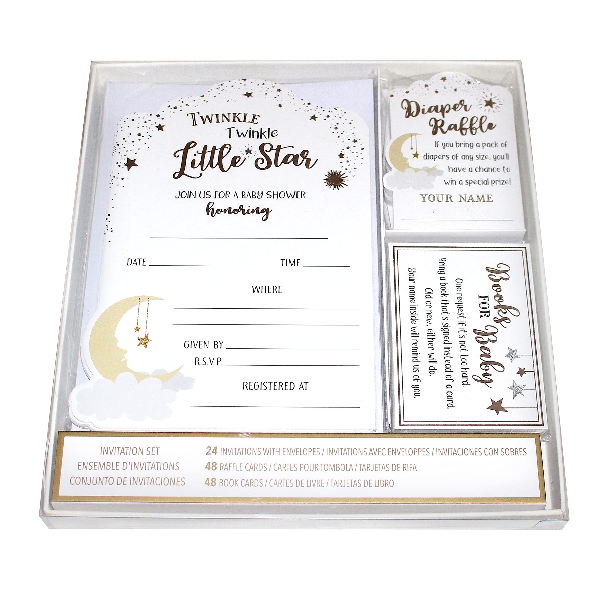 Lillian Rose Twinkle Little Star Theme Baby Shower Invitation Set, White
