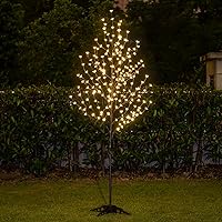 6.5 feet 208L LED Lighted Cherry Blossom Tree, Warm White, Decorate Home Garden, Spring, Summer, Wedding, Birthday, Christmas Holiday, Party, for Indoor and Outdoor Use