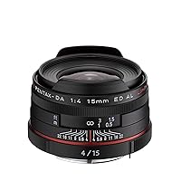 Pentax K-Mount HD DA 15mm f/4 ED AL 15-15mm Fixed Lens for Pentax KAF Cameras (Limited Black)