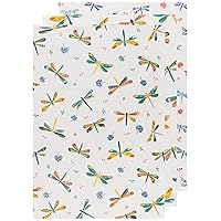 Now Designs Floursack Kitchen Towels Quick Dry Cotton Hand Towel Set, 3 Count, Dragonfly, 20 x 30 in