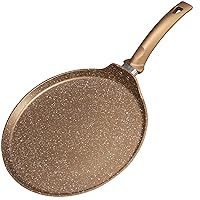 Nonstick Crepe Pan, Granite Coating Flat Skillet Dosa Tawa Tortilla Pan, 10 inch Pancake Griddle Roti Pan With Stay-Cool Handle, Induction Compatible, PFOA Free