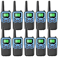 Walkie Talkies with 22 FRS Channels, MOICO Walkie Talkies for Adults with LED Flashlight VOX Scan LCD Display, Long Range Family Walkie Talkie Radios for Hiking Camping Trip (Blue, 10 Pack)