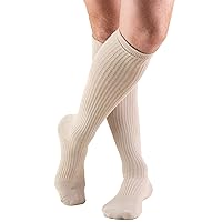 Truform Compression Socks, 15-20 mmHg Men's Cushion Foot, Knee High Over Calf Length, Tan, Medium