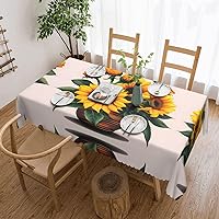 Sunflower and Rose Print Tablecloth for Rectangle Tables,Tablecloths Rectangular 54 X 72 Inch,for Kitchen Dining,Party,Holiday,Christmas