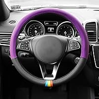 FH Group FH2008 Full Spectrum Genuine Leather Steering Wheel Cover (Purple) – Universal Fit for Cars Trucks & SUVs