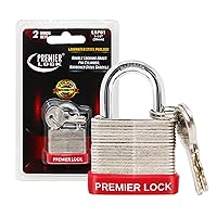 LAP01 Laminated Steel Padlock with Vinyl Bumper and 2-Brass Keys, 1-1/4-Inch, Nickel Plated