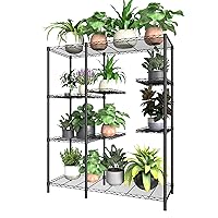 8-Tier Plant Stand for Indoor Outdoor,Large Reinforced Plant Shelf Tall for Multiple Plants Plant Rack,Adjustable Plant Stand Suitable for Bedroom Living Room Balcony Garden,Black