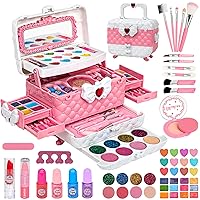 Mozok Kids Makeup Kit for Girls, Real Play Make Up Set Toys for 3 4 5 6 7 8 9 10 Years Old Girls, Washable Pretend Dress Up Beauty