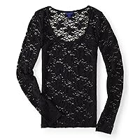 AEROPOSTALE Womens Lace Knit Blouse, Black, X-Small