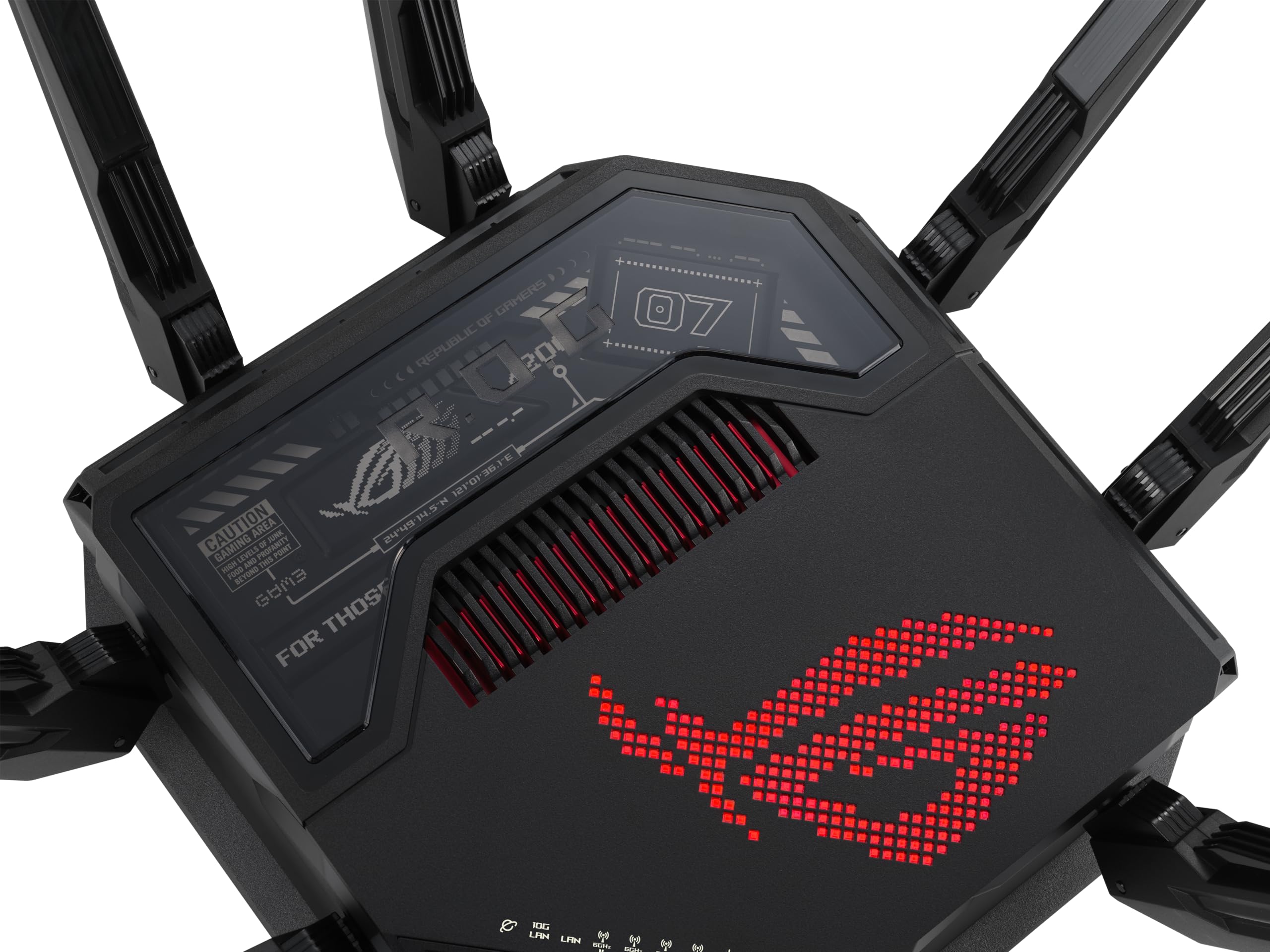 ASUS ROG Rapture GT-BE98 PRO First Quad-Band WiFi 7 Gaming Router supports 320MHz, Dual 10G Port, Triple-level Game Acceleration, Mobile Game Mode, Subscription-Free Security, AiMesh, and VPN features