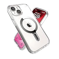 Speck Clear iPhone 15 Case - ClickLock No-Slip Interlock, Built for MagSafe, Drop Protection - for iPhone 15, iPhone 14 & iPhone 13 - Anti-Yellowing 6.1 Inch Phone Case - Presidio Clear/Chrome