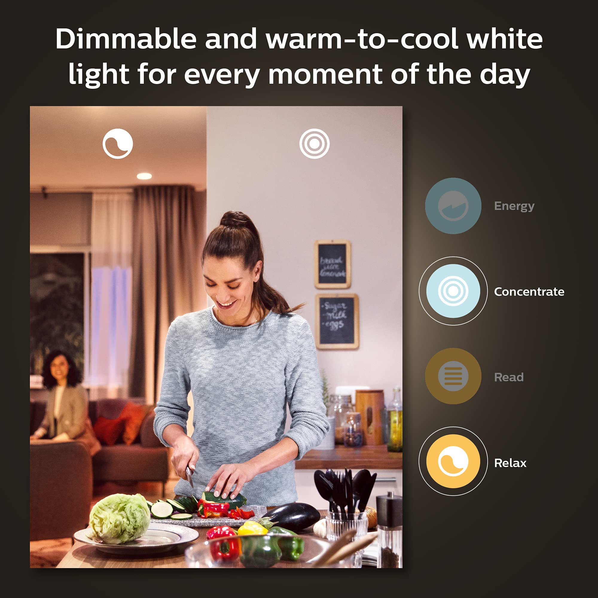 Philips Hue Smart 40W B39 Candle-Shaped LED Bulb - White Ambiance Warm-to-Cool White Light - 4 Pack - 450LM - E12 - Indoor - Control with Hue App - Works with Alexa, Google Assistant and Apple Homekit