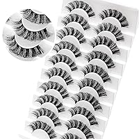 Veleasha Russian Strip Lashes with Clear Band Looks Like Eyelash Extensions D Curl Lash Strips 10 Pairs Pack (DT06)