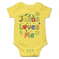 Jesus Loves Me Christian Baptism Religious Baby Bodysuit Newborn Infant Onesie
