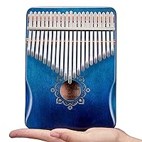 Gradient Blue Kalimba 21 Key Thumb Piano Premium Mahogany Olive Branch Pattern Finger Piano Handhold Mbira Portable Musical Instrument Gift for Kids Amateur and Beginner 