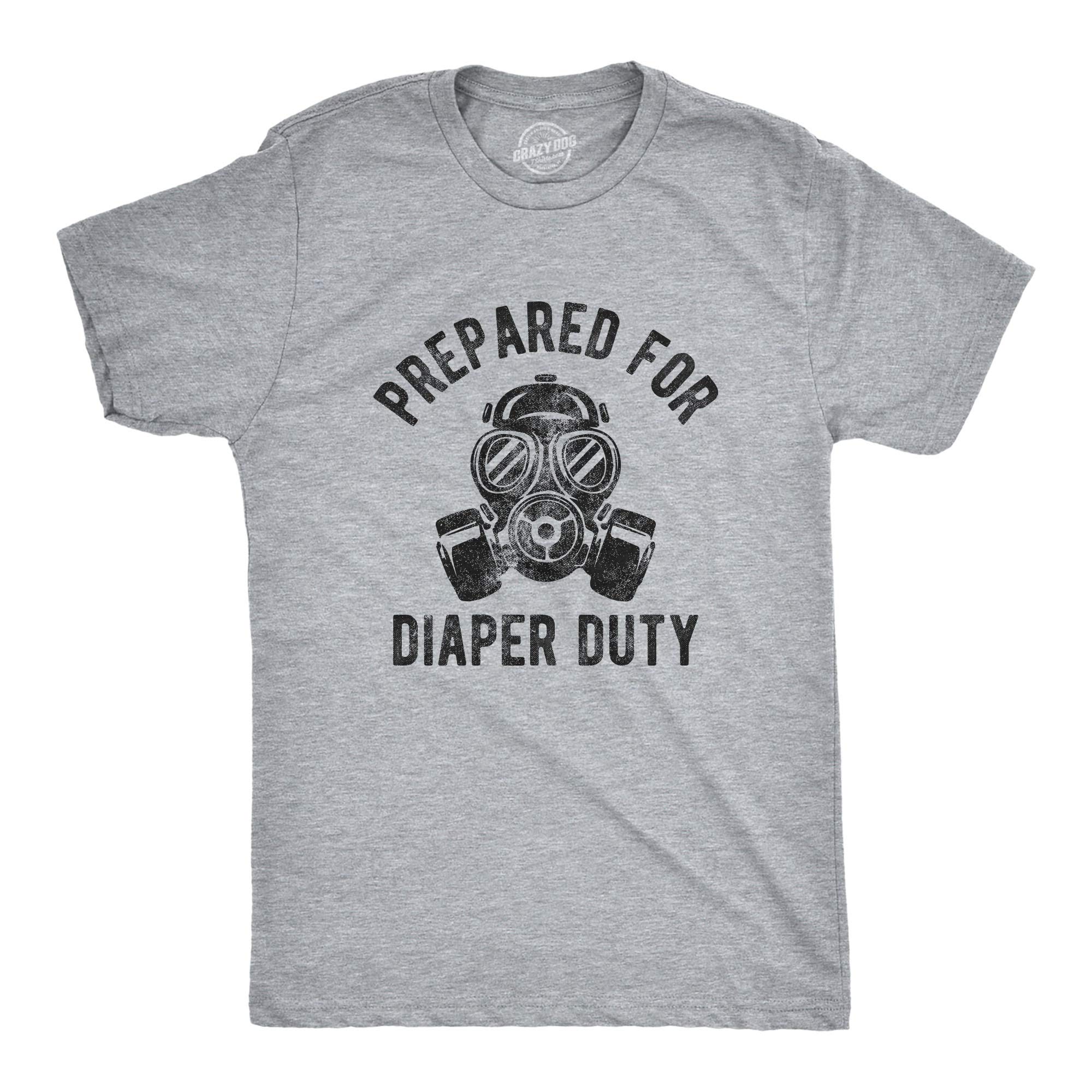 Mens Prepared for Diaper Duty Tshirt Funny Fathers Day Parenting Dad Baby Novelty Tee