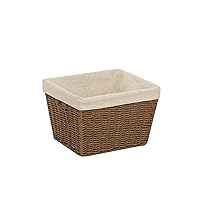 Honey-Can-Do STO-03565 Parchment Cord Basket with Handles and Liner, Brown, 10 x 12 x 8 inches,Medium Basket